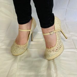 Ivory lace high heels